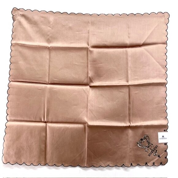 New Set of 2 GIVENCHY Handkerchief 18" CottonSsilk Brown beige Embroidered (32) - Picture 7 of 8